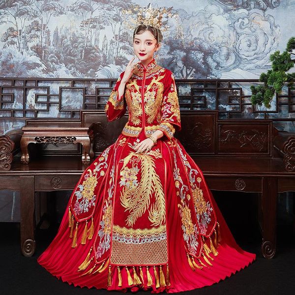 exquisit phoenix embroidery bride wedding dress retro qipao chinese cheongsam the toast clothing size s-2xl ethnic, Red
exquisit phoenix embroidery bride wedding dress retro qipao chinese cheongsam the toast clothing size s-2xl ethnic, Red