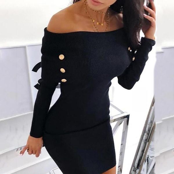 casual dresses women off shoulder bodycon knitted mini dress spring autumn fashion pure color slim long sleeve skinny button woman, Black;gray
casual dresses women off shoulder bodycon knitted mini dress spring autumn fashion pure color slim long sleeve skinny button woman, Black;gray