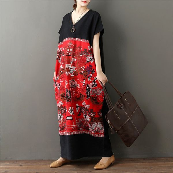 plus size summer clothes women elegant maxi dress lady vestido chinese style cotton female sundress robe vintage femme 10450, Red
plus size summer clothes women elegant maxi dress lady vestido chinese style cotton female sundress robe vintage femme 10450, Red