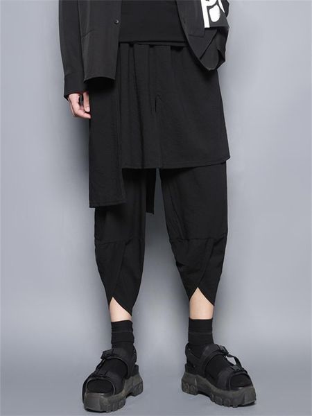 men's pants stereo cut fake two - piece suit skirt classic dark personality contracted tapered nine minute, Black
men's pants stereo cut fake two - piece suit skirt classic dark personality contracted tapered nine minute, Black