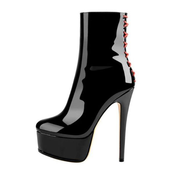 2021 winter round toes fashion ankle boots patent leather stiletto heels platform zip women shoes footwear plus size 46, Black
2021 winter round toes fashion ankle boots patent leather stiletto heels platform zip women shoes footwear plus size 46, Black