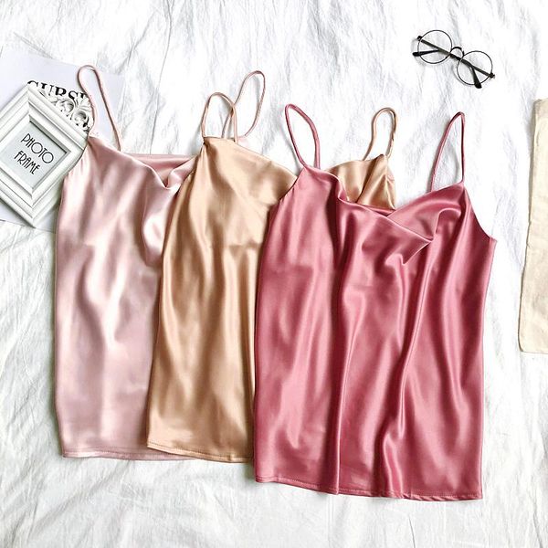 women's tanks & camis silk stain camisole women fashion shoulder girdle slim poplin casual outside wear base tank underwear, White
women's tanks & camis silk stain camisole women fashion shoulder girdle slim poplin casual outside wear base tank underwear, White