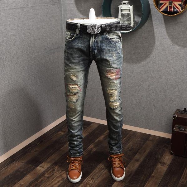men's jeans fashion streetwear men destroyed embroidery baggy pants ripped vintage designer slim fit hip hop homme1, Blue
men's jeans fashion streetwear men destroyed embroidery baggy pants ripped vintage designer slim fit hip hop homme1, Blue
