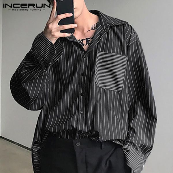 men long sleeve turn down collar shirts incerun fashion striped button blouse man korean style pocket camisa streetwear s-5xl 7 men's c, White;black
men long sleeve turn down collar shirts incerun fashion striped button blouse man korean style pocket camisa streetwear s-5xl 7 men's c, White;black