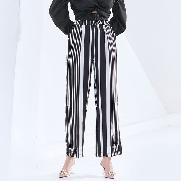 capris striped chiffon trousers for women wide leg pants palazzon elastic high waist casual clothes spring fashion, Black;white
capris striped chiffon trousers for women wide leg pants palazzon elastic high waist casual clothes spring fashion, Black;white