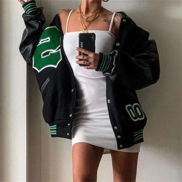 spring and autumn vibe style baseball uniform bomber jacket for women fashion retro clothes streetwear oversized coat 210928, Black;brown
spring and autumn vibe style baseball uniform bomber jacket for women fashion retro clothes streetwear oversized coat 210928, Black;brown