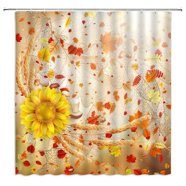 thanksgiving shower curtain golden yellow sunflower wheat maple leaves harvest season foliage background,70x70 inch polyester
thanksgiving shower curtain golden yellow sunflower wheat maple leaves harvest season foliage background,70x70 inch polyester