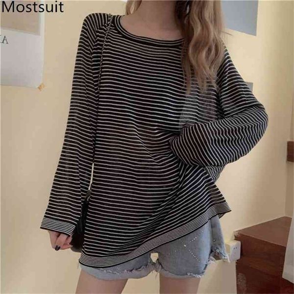 thin striped knitted t shirt women see-through full sleeve o-neck sunscreen tees pullover casual fashion loose t-shirt 210513, White
thin striped knitted t shirt women see-through full sleeve o-neck sunscreen tees pullover casual fashion loose t-shirt 210513, White