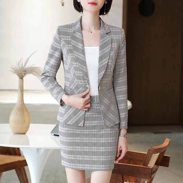 two piece dress women plaid suit casual blazer high waist skirt office lady notched jacket suits europe femme 2 pieces set plus size, White
two piece dress women plaid suit casual blazer high waist skirt office lady notched jacket suits europe femme 2 pieces set plus size, White