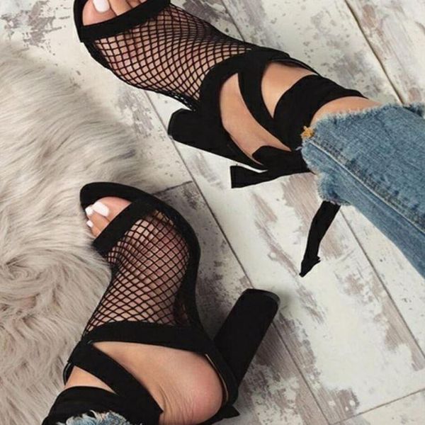 women sandals mesh pumps high heel open toe ankle strap female party wedding shoes lace up, Black
women sandals mesh pumps high heel open toe ankle strap female party wedding shoes lace up, Black