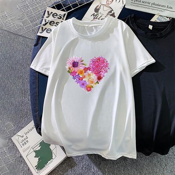 women's t-shirt love heart floral t-shirts crew neck oversized summer casual short-sleeved fun printed femme y2k, White
women's t-shirt love heart floral t-shirts crew neck oversized summer casual short-sleeved fun printed femme y2k, White