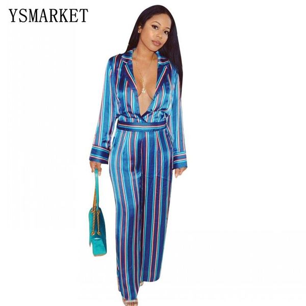 women's jumpsuits & rompers ysmarket fashion casual stripe women long sleeve lapel deep v female shirt loose wide leg es3236, Black;white
women's jumpsuits & rompers ysmarket fashion casual stripe women long sleeve lapel deep v female shirt loose wide leg es3236, Black;white