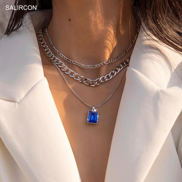 salircon geometric charm blue rhinestone pendant necklace for women punk multi layer aesthetic chains goth jewelry gift necklaces, Silver
salircon geometric charm blue rhinestone pendant necklace for women punk multi layer aesthetic chains goth jewelry gift necklaces, Silver