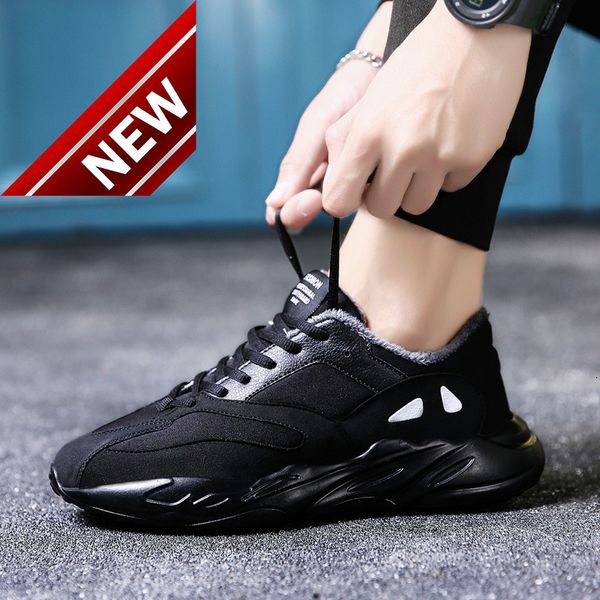 men's autumn sports korean fashion casual versatile elevated running cotton shoes, Black