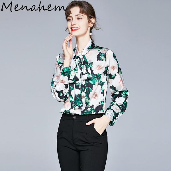 women's blouses & shirts menahem 2021 women fashion elegant chiffon long sleeve bow collar floral print green shirt blouse slim casual, White
women's blouses & shirts menahem 2021 women fashion elegant chiffon long sleeve bow collar floral print green shirt blouse slim casual, White