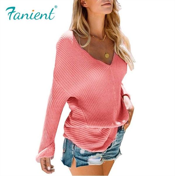 women's sweaters knitted women solid pink color sweater ladies deep v-neck autumn outwear fashion streetwear tunic, White;black
women's sweaters knitted women solid pink color sweater ladies deep v-neck autumn outwear fashion streetwear tunic, White;black