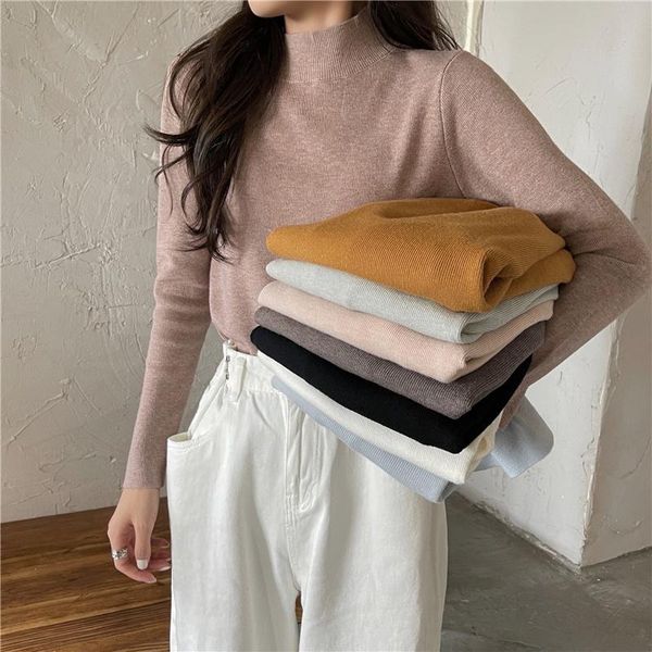women's sweaters student high collar long sleeve sweater female autumn 2021 korean slim bottomed shirt versatile top, White;black
women's sweaters student high collar long sleeve sweater female autumn 2021 korean slim bottomed shirt versatile top, White;black