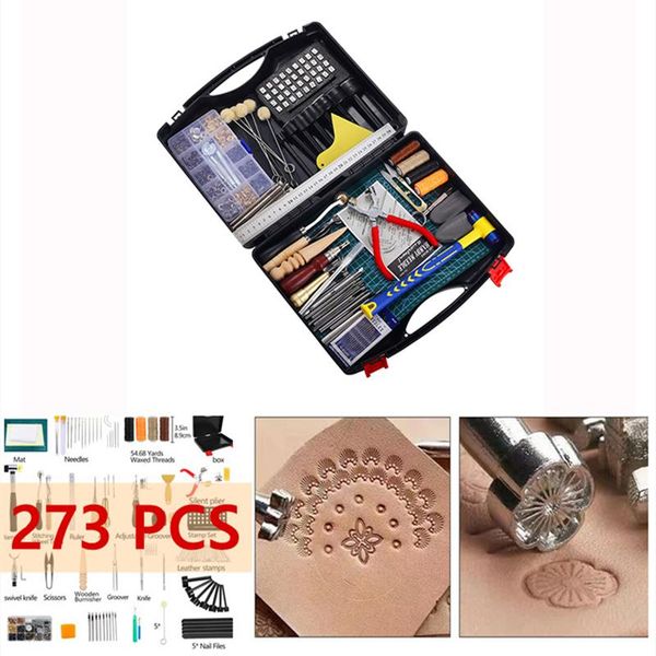 professional hand tool sets 273 pcs leather crafting tools box cutting mat hammer stamping needles snaps rivets kit stitching punching sewin
professional hand tool sets 273 pcs leather crafting tools box cutting mat hammer stamping needles snaps rivets kit stitching punching sewin