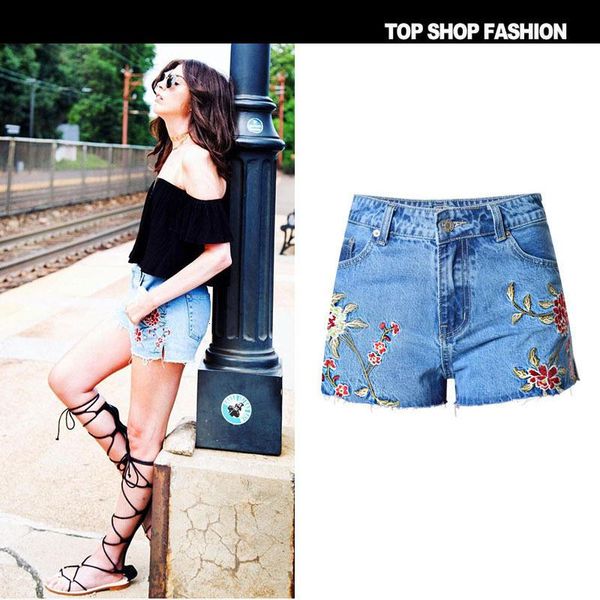 women's shorts nice embroidery high waist denim jeans home clothes floral flower summer for women cool casual, White;black
women's shorts nice embroidery high waist denim jeans home clothes floral flower summer for women cool casual, White;black
