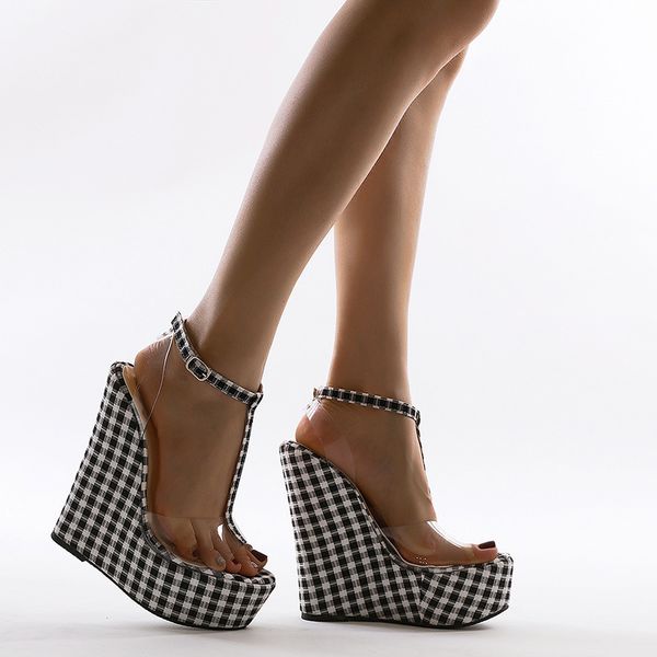 2021 Women Sandals Wedges Buckle Strap Transparent High Heels Grid Platform Woman Fashion Shoes Plus Size Ladies Pumps Party New, Black
2021 Women Sandals Wedges Buckle Strap Transparent High Heels Grid Platform Woman Fashion Shoes Plus Size Ladies Pumps Party New, Black
