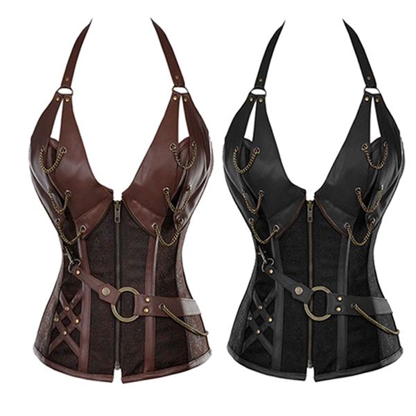 bustiers & corsets women's fashion deep v baroque bone halter buckle steampunk belt corset p84m, Black;white
bustiers & corsets women's fashion deep v baroque bone halter buckle steampunk belt corset p84m, Black;white