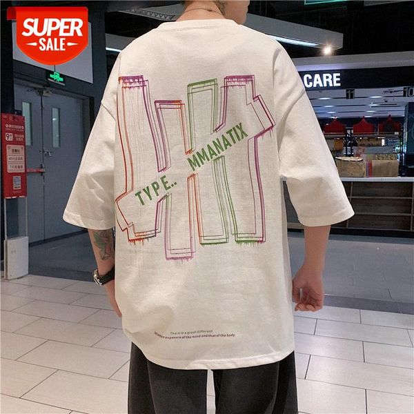 printed loose all-match short-sleeved t-shirt men's handsome sports half-sleeved #ji55, White;black
printed loose all-match short-sleeved t-shirt men's handsome sports half-sleeved #ji55, White;black