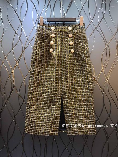 skirts cakucool gold lurex shiny skirt women straight long split plaids high waist button sequins elegant spring autumn, Black
skirts cakucool gold lurex shiny skirt women straight long split plaids high waist button sequins elegant spring autumn, Black