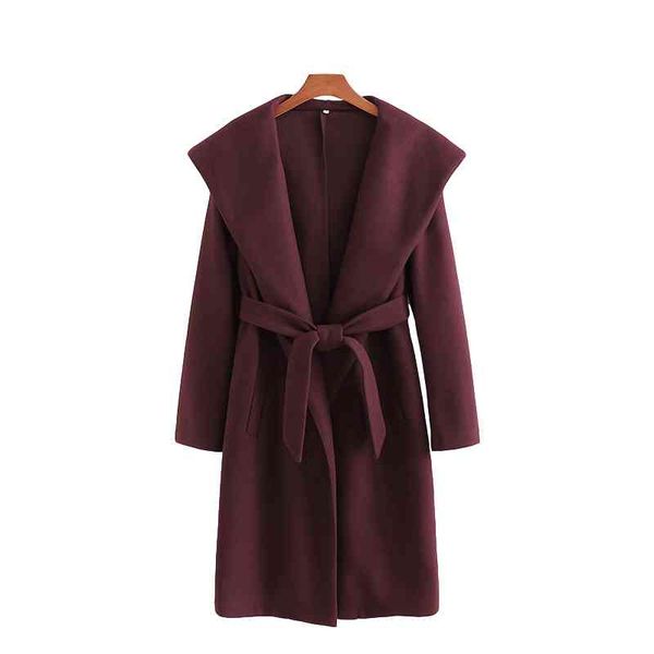 elegant women woolen overcoat fashion ladies claret hooded outercoat streetwear female turn down collar coat chic girl 210427, Black
elegant women woolen overcoat fashion ladies claret hooded outercoat streetwear female turn down collar coat chic girl 210427, Black