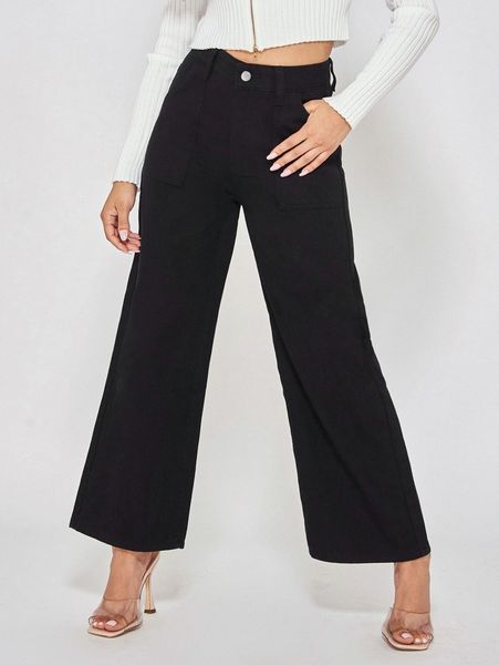 petite high waist wide leg jeans w1ax#, Blue 
petite high waist wide leg jeans w1ax#, Blue