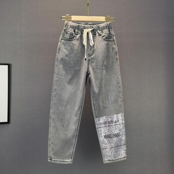 trend spring grey denim trousers fashion girls diamonds letters pockets leg harem pants summer elastic waist women jeans women's, Blue
trend spring grey denim trousers fashion girls diamonds letters pockets leg harem pants summer elastic waist women jeans women's, Blue