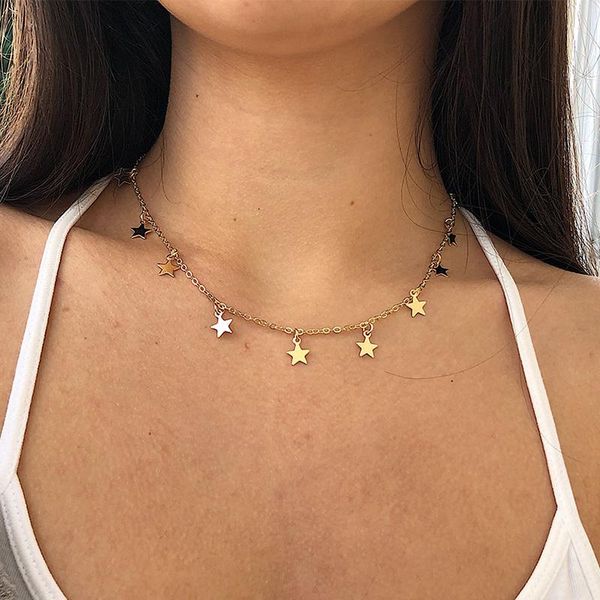 pendant necklaces fashion gold color star party women's necklace female choker jewelry simple ladies pentagon-star gifts, Silver
pendant necklaces fashion gold color star party women's necklace female choker jewelry simple ladies pentagon-star gifts, Silver