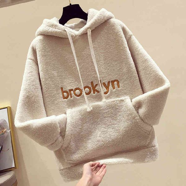 sweatshirt women winter thick hoodies warm cashmere solid hooded fleece casual letter female 210524, Black
sweatshirt women winter thick hoodies warm cashmere solid hooded fleece casual letter female 210524, Black