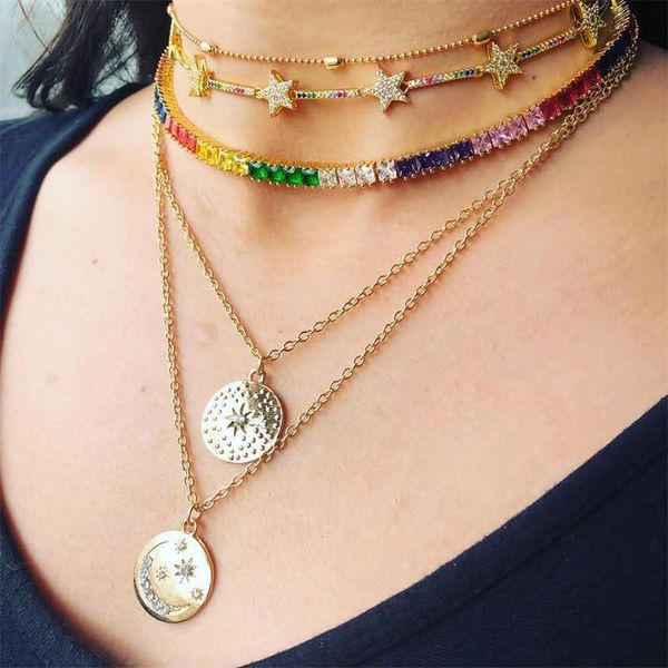 rainbow colorful chain shiny stars choker necklace simple boho short charm chokers collars for women bijou necklaces 35+10cm, Golden;silver
rainbow colorful chain shiny stars choker necklace simple boho short charm chokers collars for women bijou necklaces 35+10cm, Golden;silver