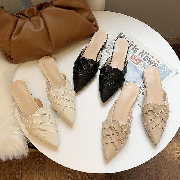 slippers muller slides women shoes half low-heel pointed toe hollow woman fashion woven outdoor ladies, Black
slippers muller slides women shoes half low-heel pointed toe hollow woman fashion woven outdoor ladies, Black