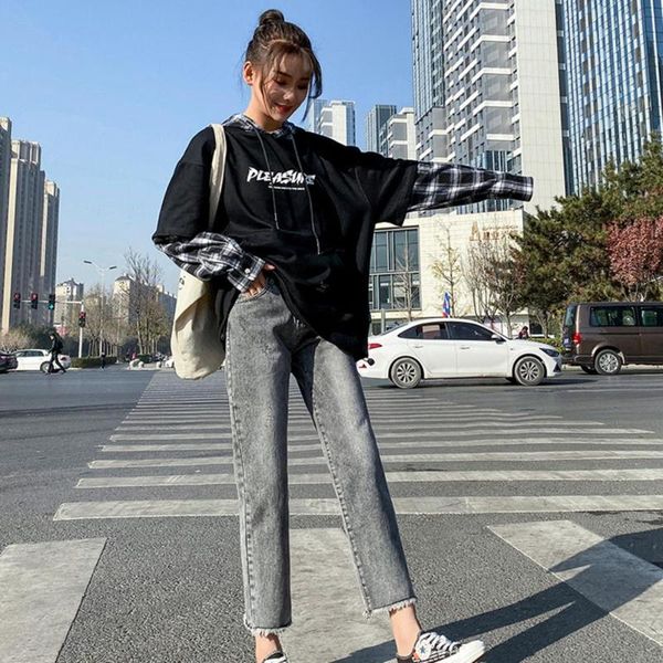 women's jeans women high elastic denim pants female waist crop straight loose tumblr style streetwear all-match for 90s girls, Blue
women's jeans women high elastic denim pants female waist crop straight loose tumblr style streetwear all-match for 90s girls, Blue