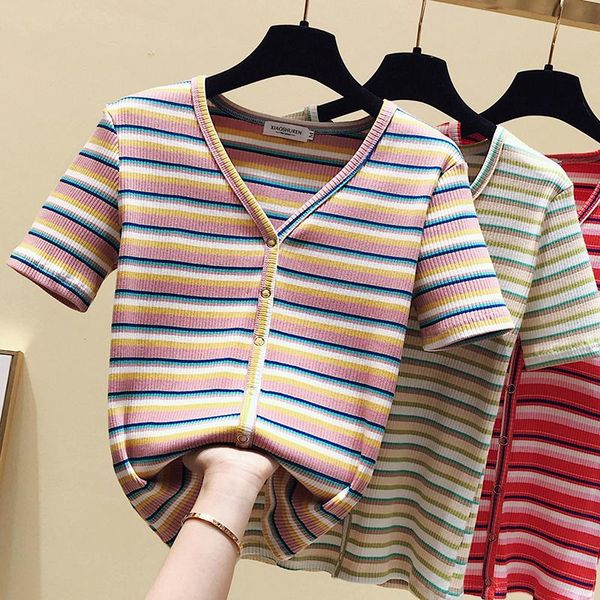 women's t-shirt v-neck short sleeve stripe tshirt cotton shirts woman korean tee tees pink purple black 2021, White
women's t-shirt v-neck short sleeve stripe tshirt cotton shirts woman korean tee tees pink purple black 2021, White