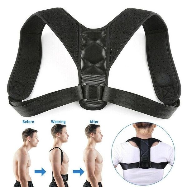 back support men woemen adjustable clavicle posture corrector upper brace shoulder lumbar belt corset correction, Black;blue
back support men woemen adjustable clavicle posture corrector upper brace shoulder lumbar belt corset correction, Black;blue