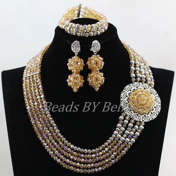 earrings & necklace smart gold beads african costume jewelry set women crystal beaded bracelet gift abl124, Silver
earrings & necklace smart gold beads african costume jewelry set women crystal beaded bracelet gift abl124, Silver