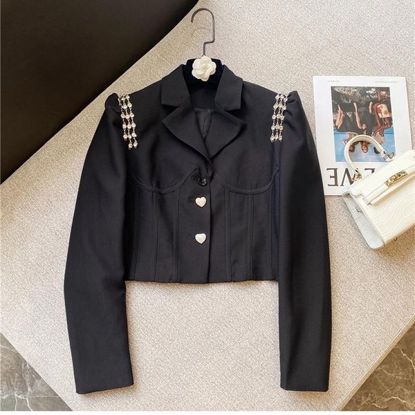 women's suits & blazers rhinestone suit jacket woman 2021 autumn temperament lady chic long sleeve coat short blazer casaco feminino bl, White;black
women's suits & blazers rhinestone suit jacket woman 2021 autumn temperament lady chic long sleeve coat short blazer casaco feminino bl, White;black