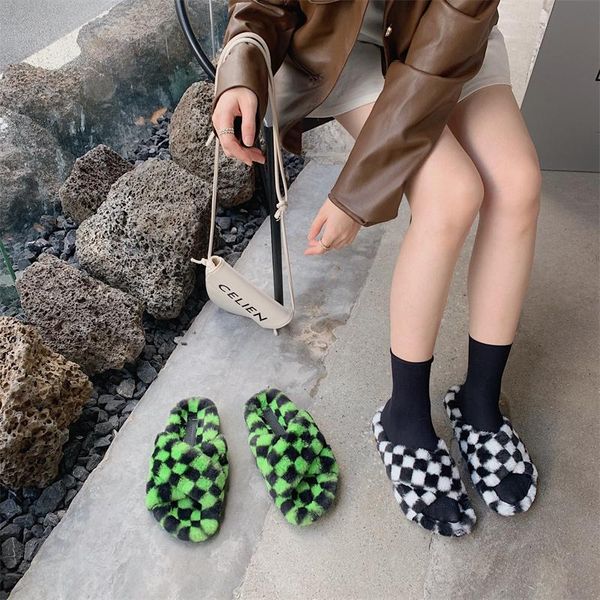 slippers 2021 fall/winter fashion net red checkerboard crossed thick bottom wool, Black
slippers 2021 fall/winter fashion net red checkerboard crossed thick bottom wool, Black