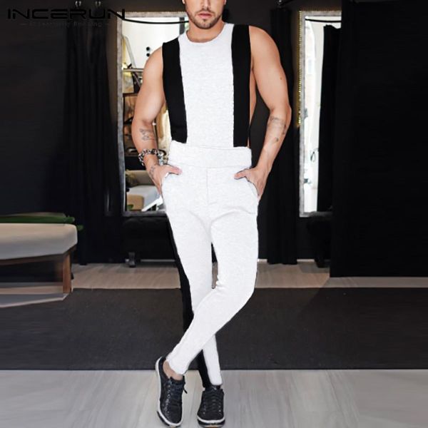 men jumpsuit patchwork sleeveless joggers 2021 fashion casual overalls workout o neck streetwear rompers pants incerun s-5xl men's, Black
men jumpsuit patchwork sleeveless joggers 2021 fashion casual overalls workout o neck streetwear rompers pants incerun s-5xl men's, Black