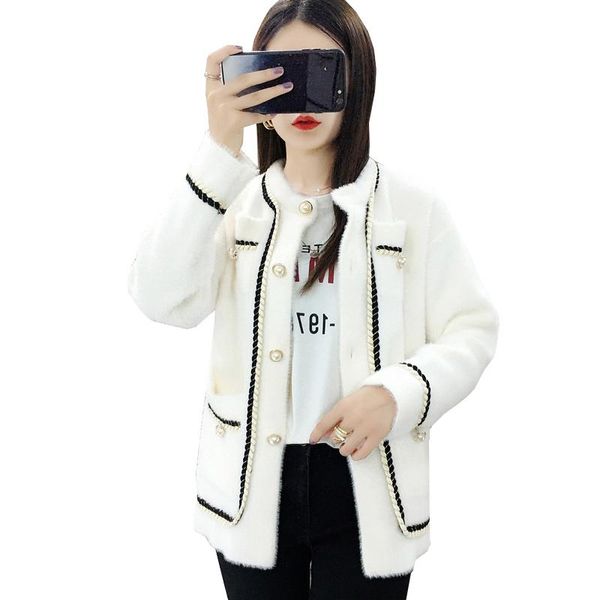 women's knits & tees autumn cardigan female coat loose pearl buckle imitation mink fleece sweater women fashion thick long-sleeved knij, White
women's knits & tees autumn cardigan female coat loose pearl buckle imitation mink fleece sweater women fashion thick long-sleeved knij, White