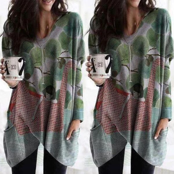 autumn women long t-shirt casual v neck long sleeve pocket girl and tree print loose tees ladies irregular pullover 210507, White
autumn women long t-shirt casual v neck long sleeve pocket girl and tree print loose tees ladies irregular pullover 210507, White