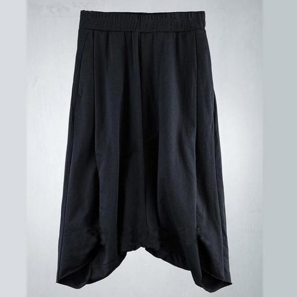 men's pants spring and summer large size casual irregular retro nightclub personality low crotch fashion black elastic waist men pants/
men's pants spring and summer large size casual irregular retro nightclub personality low crotch fashion black elastic waist men pants/