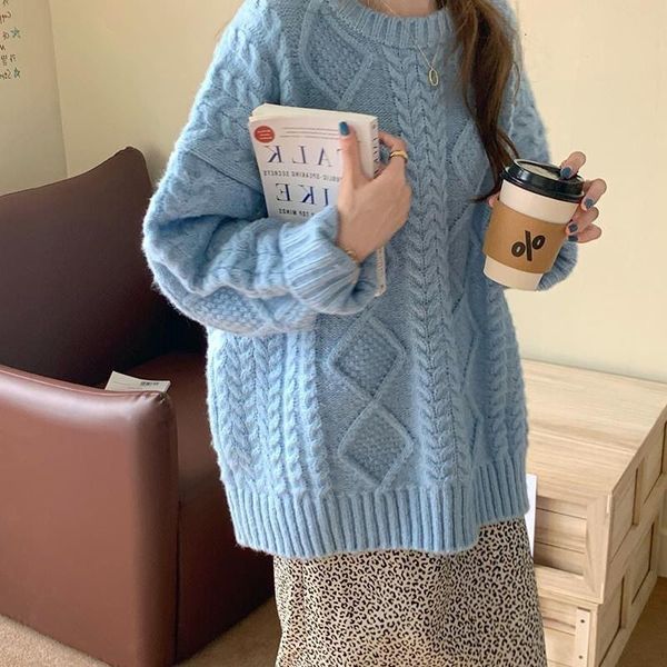 sweater knit autumn and winter 2021 lazy gentle wind ted loose outside wearing soft milk blue diamond twist female, White;black
sweater knit autumn and winter 2021 lazy gentle wind ted loose outside wearing soft milk blue diamond twist female, White;black