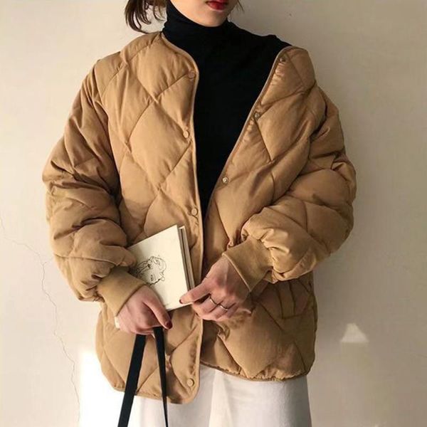 women's down & parkas cotton padded jacket women 2021 fashion single breasted loose coat vintage long sleeve pockets female outerwear, Black
women's down & parkas cotton padded jacket women 2021 fashion single breasted loose coat vintage long sleeve pockets female outerwear, Black