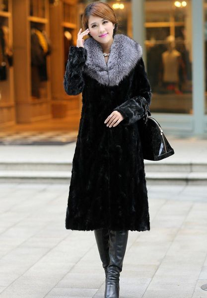 women's fur & faux woman plus size imitation turn down collar full slim thick x long coat lady winter mink cardigan warm overcoat, Black
women's fur & faux woman plus size imitation turn down collar full slim thick x long coat lady winter mink cardigan warm overcoat, Black