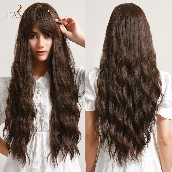synthetic wigs easihair long dark brown deep wave with bangs middle part heat resistant curly hair for black women party
synthetic wigs easihair long dark brown deep wave with bangs middle part heat resistant curly hair for black women party