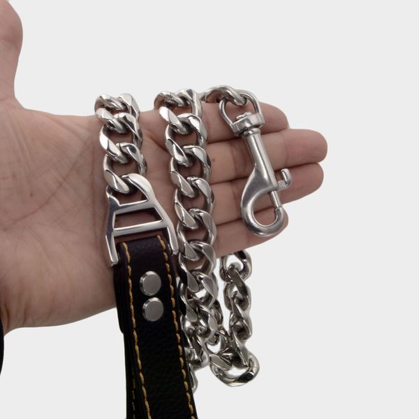 heavy 400g strong stainless steel dog leash metal dog chain 19mm gold cuban curb link for large & medium pets with genuine leather handle 24, Silver
heavy 400g strong stainless steel dog leash metal dog chain 19mm gold cuban curb link for large & medium pets with genuine leather handle 24, Silver