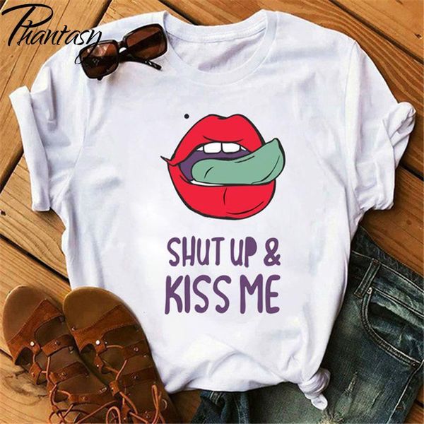 phantasy summer short-sleeved women's t-shirt shut up red lip printing o-neck casual plus size women clothing, White
phantasy summer short-sleeved women's t-shirt shut up red lip printing o-neck casual plus size women clothing, White